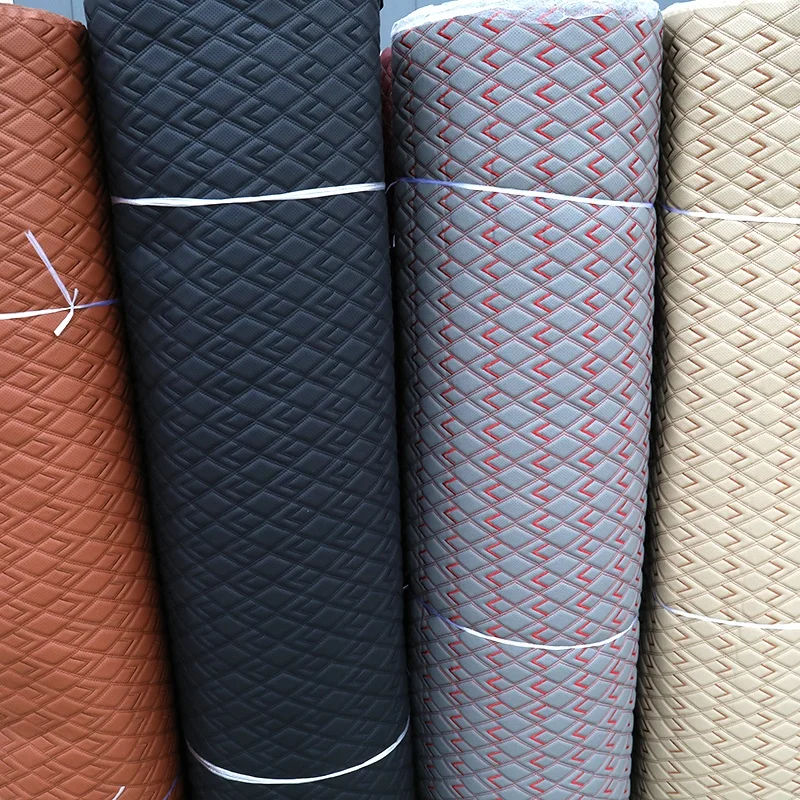 Designs Free Sample Development Embroidery Vinyl Fabric Foam 3-9Cm Faux Pvc Leather for Car Floor Mat Materials