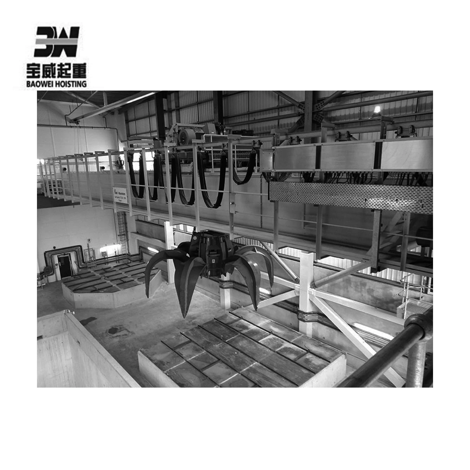 130T waste handling grab bucket overhead crane supplier  used to grab and stack daily domestic waste in incineration plant