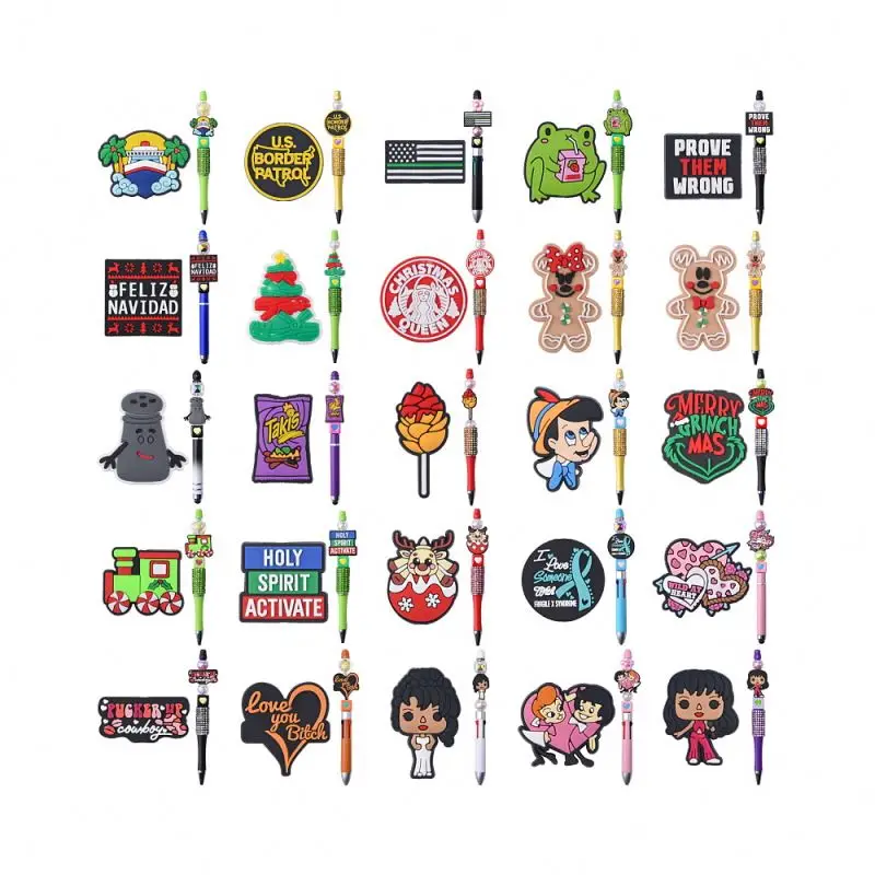 pvc silicone Wholesale bulk assorted focal beads  PVC cute character cartoon beads for pen making