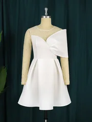 2023 Elegant White Big Swing Evening Dresses Ladies Women Off Shoulder Hollow Out Butterfly Sleeves Lace Party Dress For Bridal