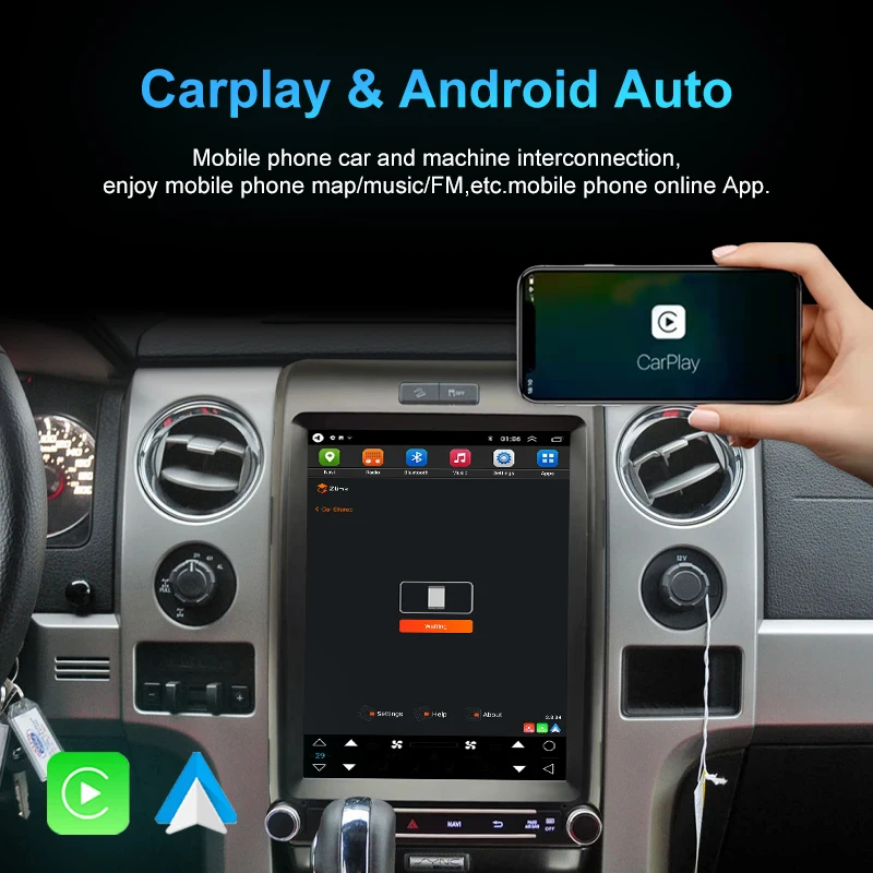 Tesla Style Vertical Screen Car Android Radio Panel For Ford 2013-2015 F150 Car Stereo Audio Dvd Stereo Player