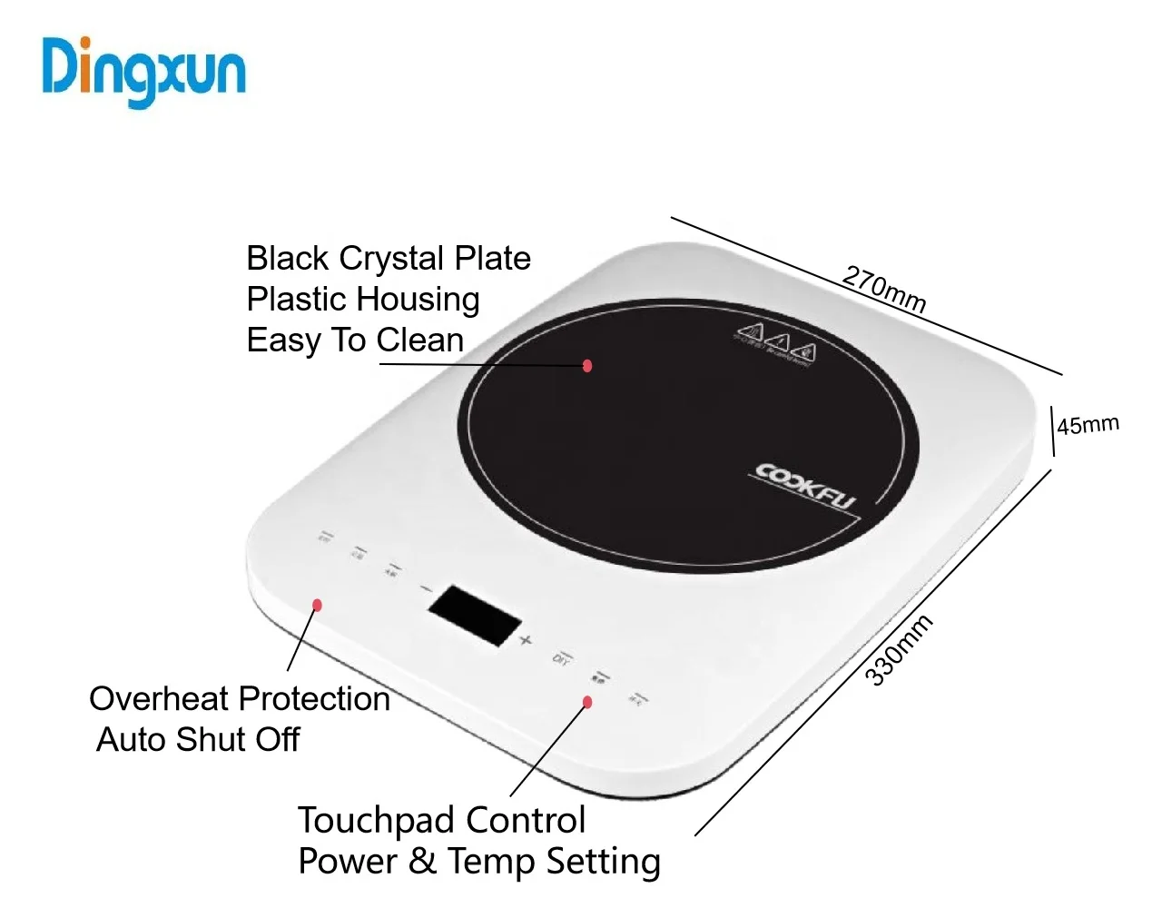 Household Induction Cooker 2200W Heating Plate Electromagnetic Oven Electric Stove Cooking Machine Waterproof Touch Control