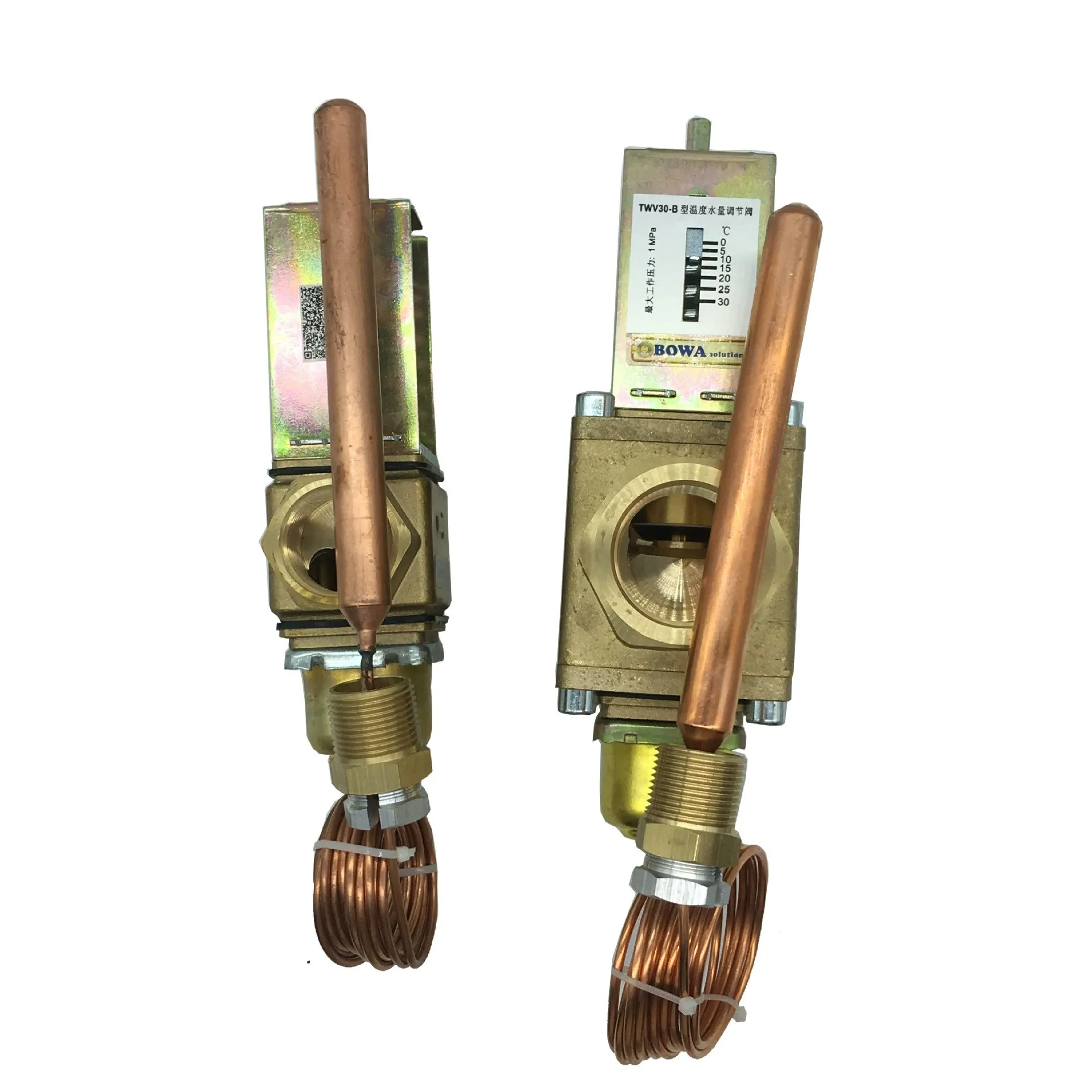 90kBTU capacity regulator of liquid cooling system sensors outlet temperature to change hydraulic diameter for constant temp.