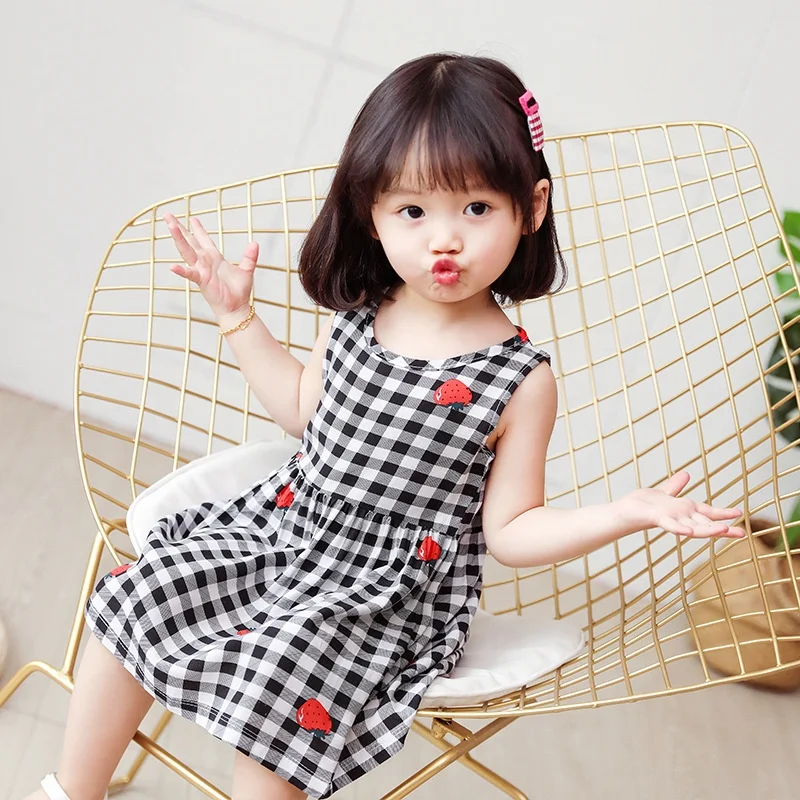 summer cheap cute print colorful newborn fancy party sleeveless baby girl dresses for 1 year kids