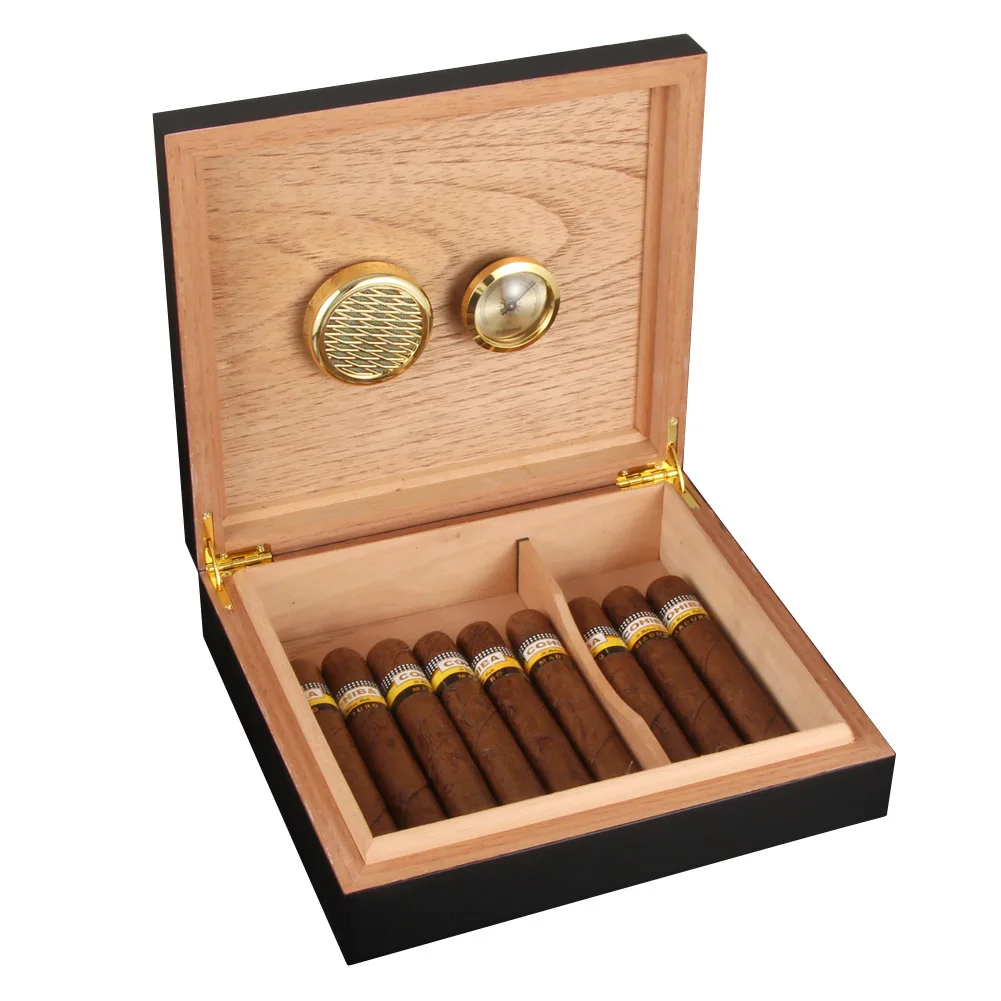 Portable Cedar Wood Cabinet Humidor Advanced Portable Cigar Box with Lacquered cigarette Storage for On-The-Go Smoking