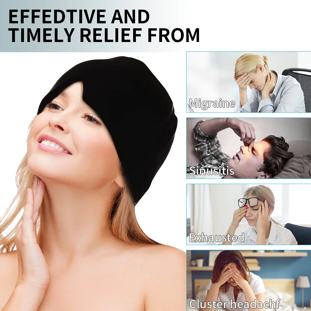 Custom Migraine Relief Cap Soothing Headache Ice Pack Mask Products Cooling Gel Hat Face Cold Compress Head Wrap for Tension