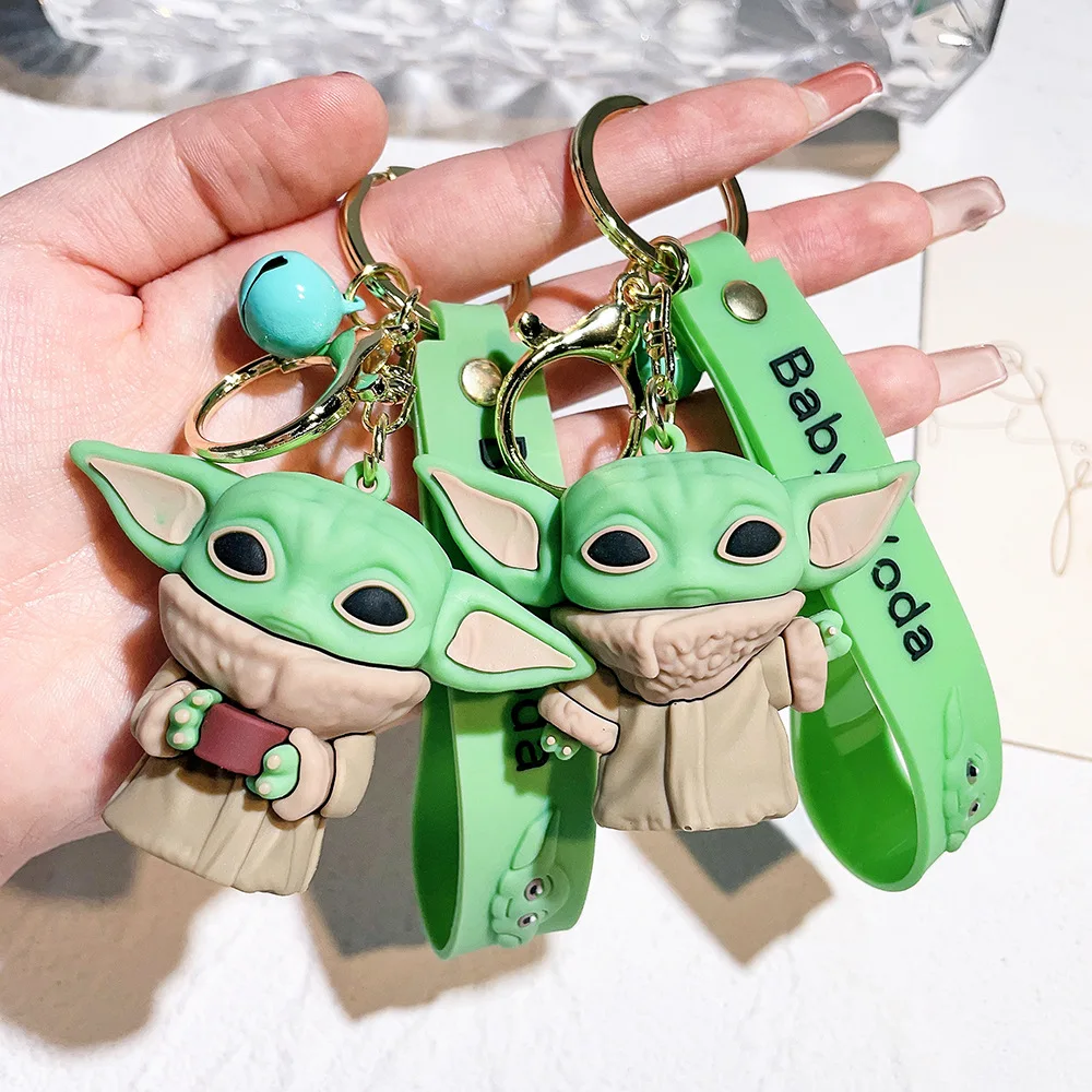 4 3D cartoon Yoda baby cute keychain Mandalorian keychain pendants