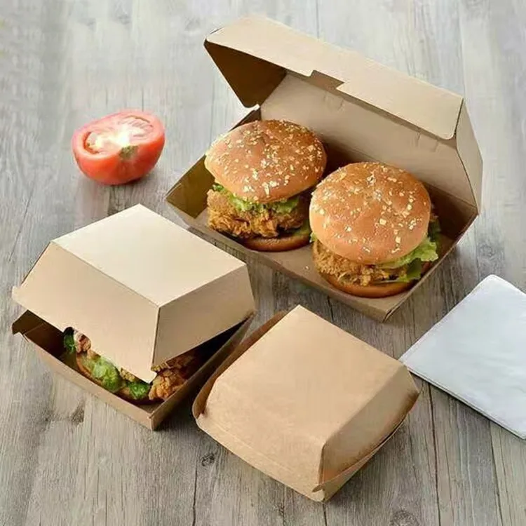 
Large Clamshell Hamburger Take Out Carton, fast food paper packaging box 