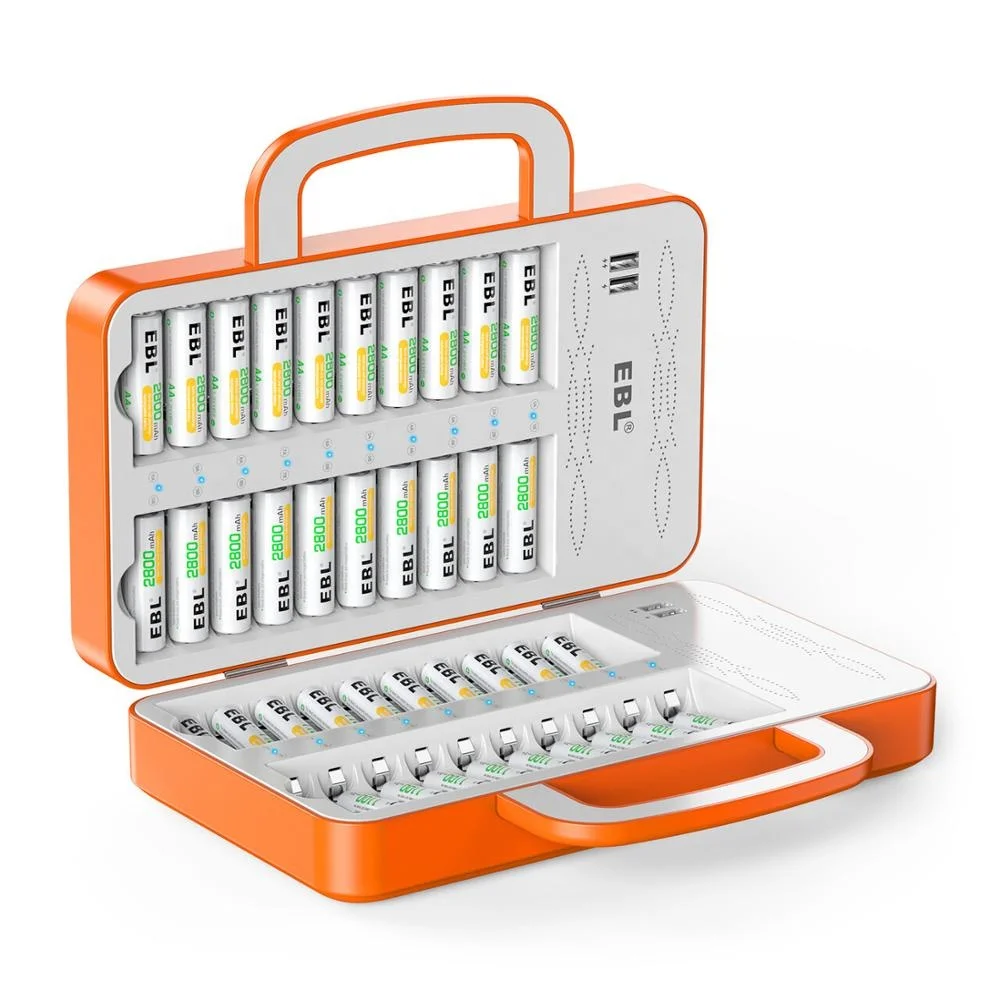 Portable High Capacity Battery Charger 40 Slots AA AAA Nimh Nicd Batteries With 4 Usb Output