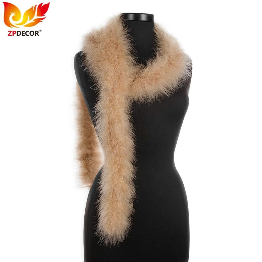 Factory Wholesale from ZPDECOR Hot Selling 30 Grams Dyed Camel Marabou Feather Boa Scarfs for Halloween Costume