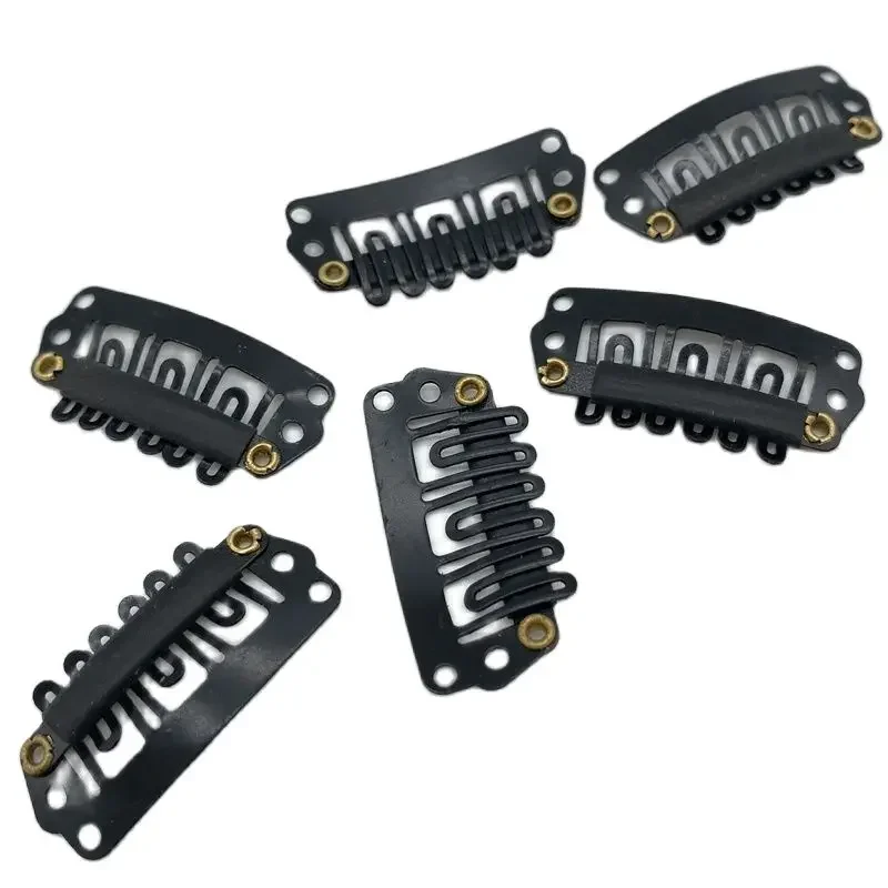 99 PCs 2.8cm Carbon Steel Snap Clips Hair Extension Loop Wig Comb Black Hair Accessories