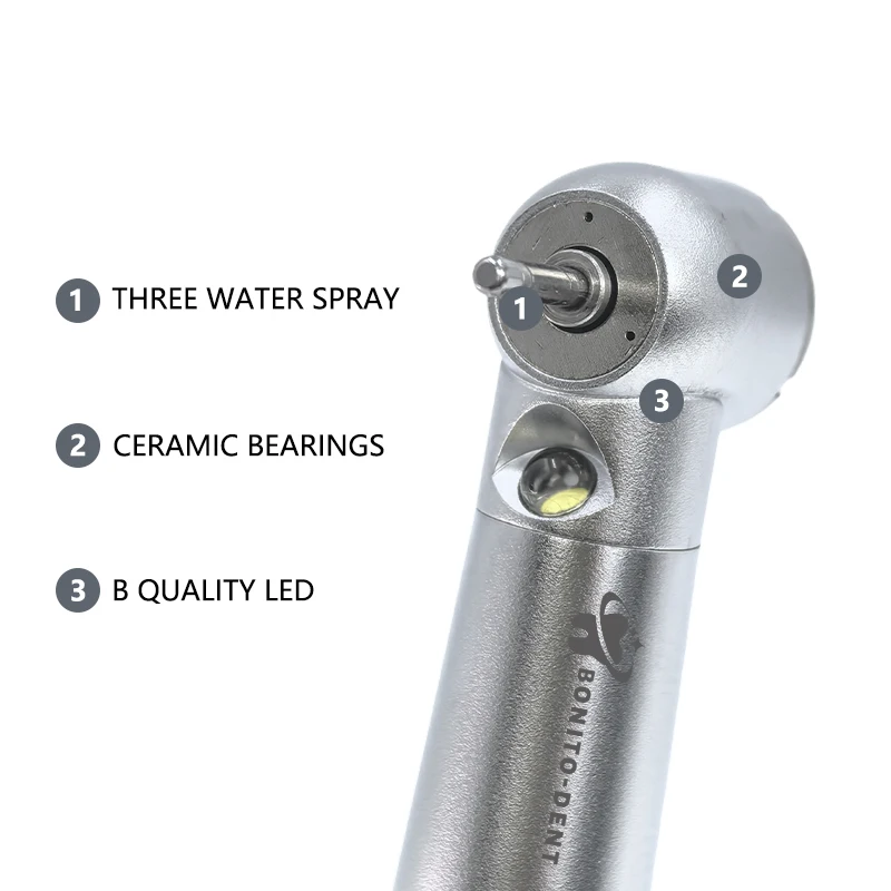 The most useful Dental  LED airotor turbina high speed handpiece Three water spray  with 2 or 4 holes