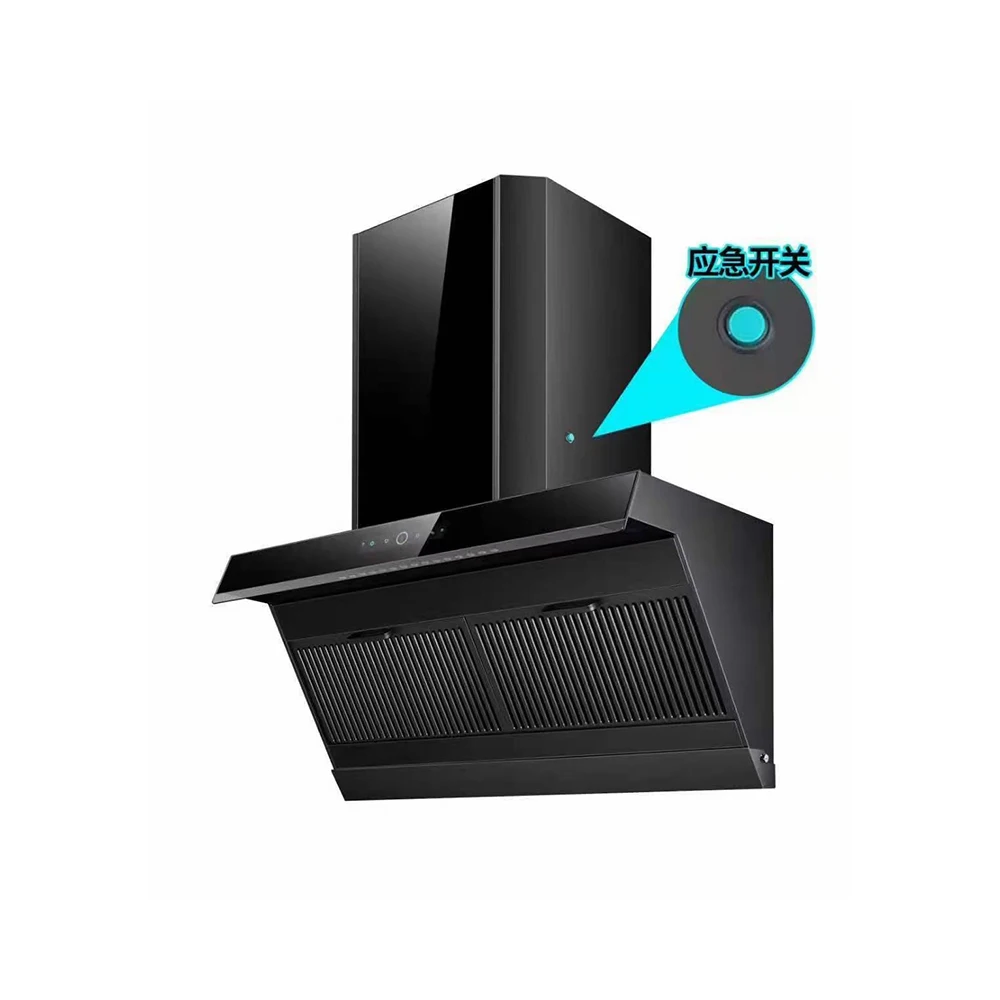 Household kitchen chimney double motor side suction type range hood hand switch+automatic cleaning