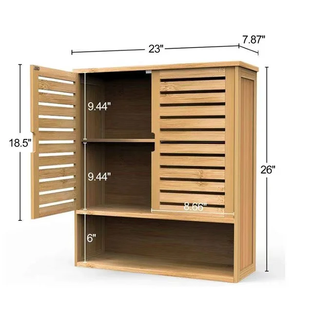 Wholesale good price bamboo wall storage cabinet with doors bamboo cabinet