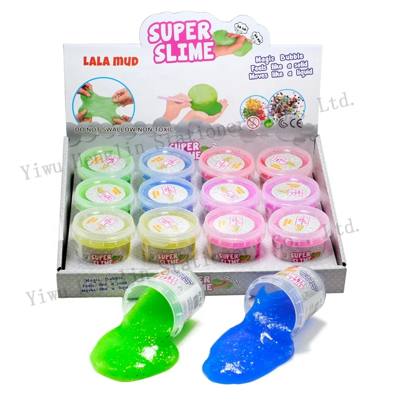Wholesale 6 colors rainbow jelly slime putty kids educational non-toxic blow bubble putty glitter galaxy charm slime putty