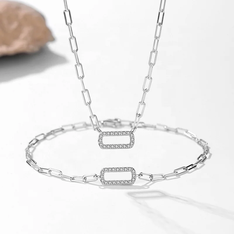 YINSAKI 925 Silver Bracelet Paperclip Chain 14K 18K 22K Gold Plated Zircon Gemstone Jewelry