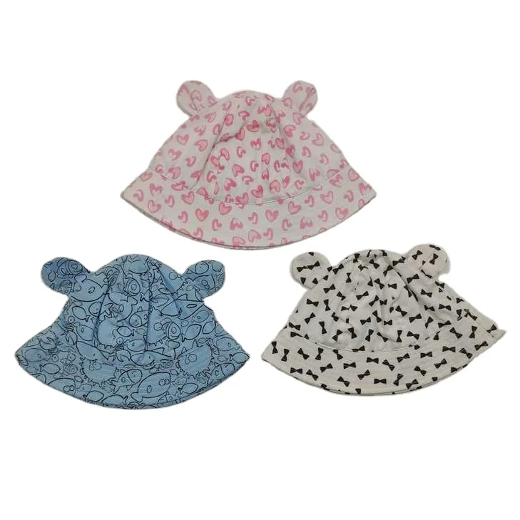 High quality Soft cotton  Sun hat  Kids girl Baby hat Reversible Print bucket hat
