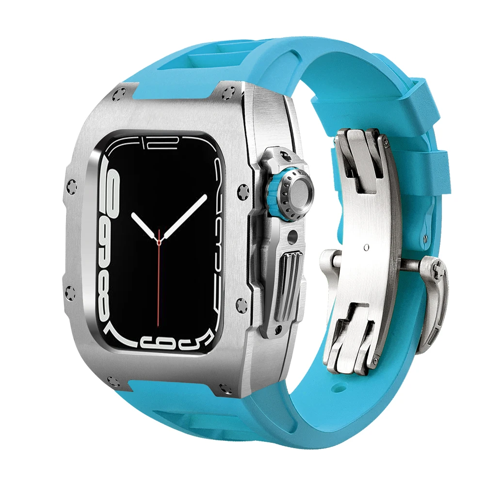 Комплект для часов из нержавеющей стали 316L резиновый корпус Apple Watch Series 8 7 6 SE 5 4 3 44 45