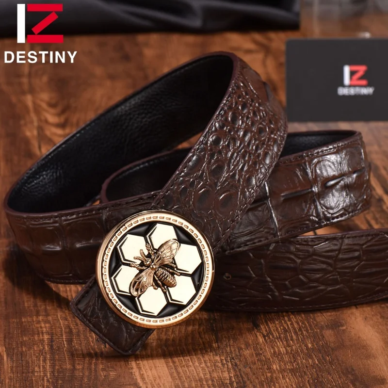 Factory Wholesale Custom Belts Bee Buckle Fashion Luxury Brand Famous Designer Men Leather Belt