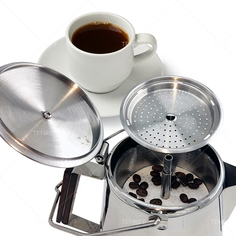 Tenrey Large Capacity Stainless Steel Coffee Percolator 14Cups Stovetop Coffee Percolator