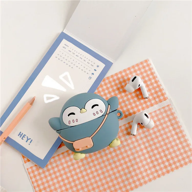 Creative Custom Cartoon Cute Penguin Soft Silicone Protective Case Cover Silicon Holder for Airpods Pro For Airpod 2