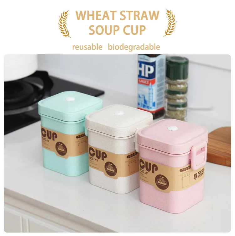 2023 Mug supplier wholesale in bulk biodegradable eco friendly wheat straw coffee mug reusable travel plastic warmer tea cup wit