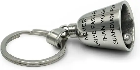 Metal Keychain Motorcycle Bell Guardian Angel  with Good Luck Biker Gremlin Hang Bell
