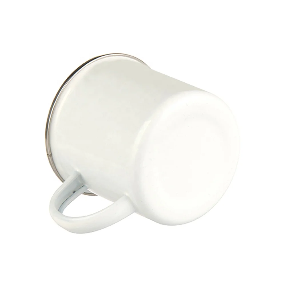 MIDA Sublimation White Enamel Mug With Silver Rim For Camping/Travel/Coffee Mug