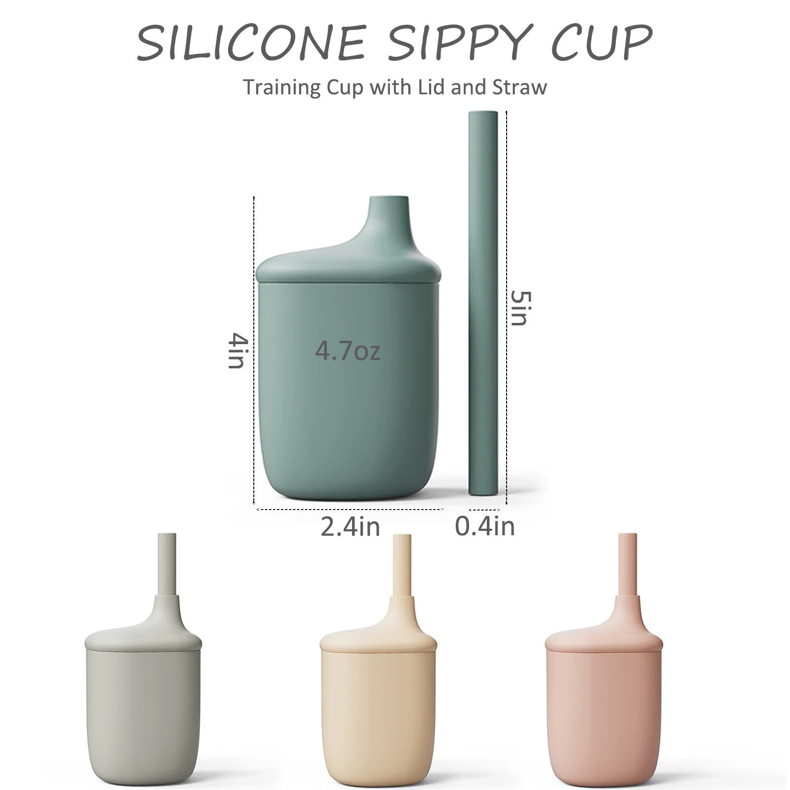Top Quality Food Grade Silicone Cup With Lid Non Slip Baby Sippy Drinking Cup Silicone Baby Straw Cup