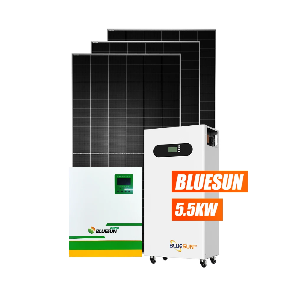 BLUESUN 5.5kw hybrid system with solar battery 48v 200ah 100ah wall mounted for solar system kit factory price
