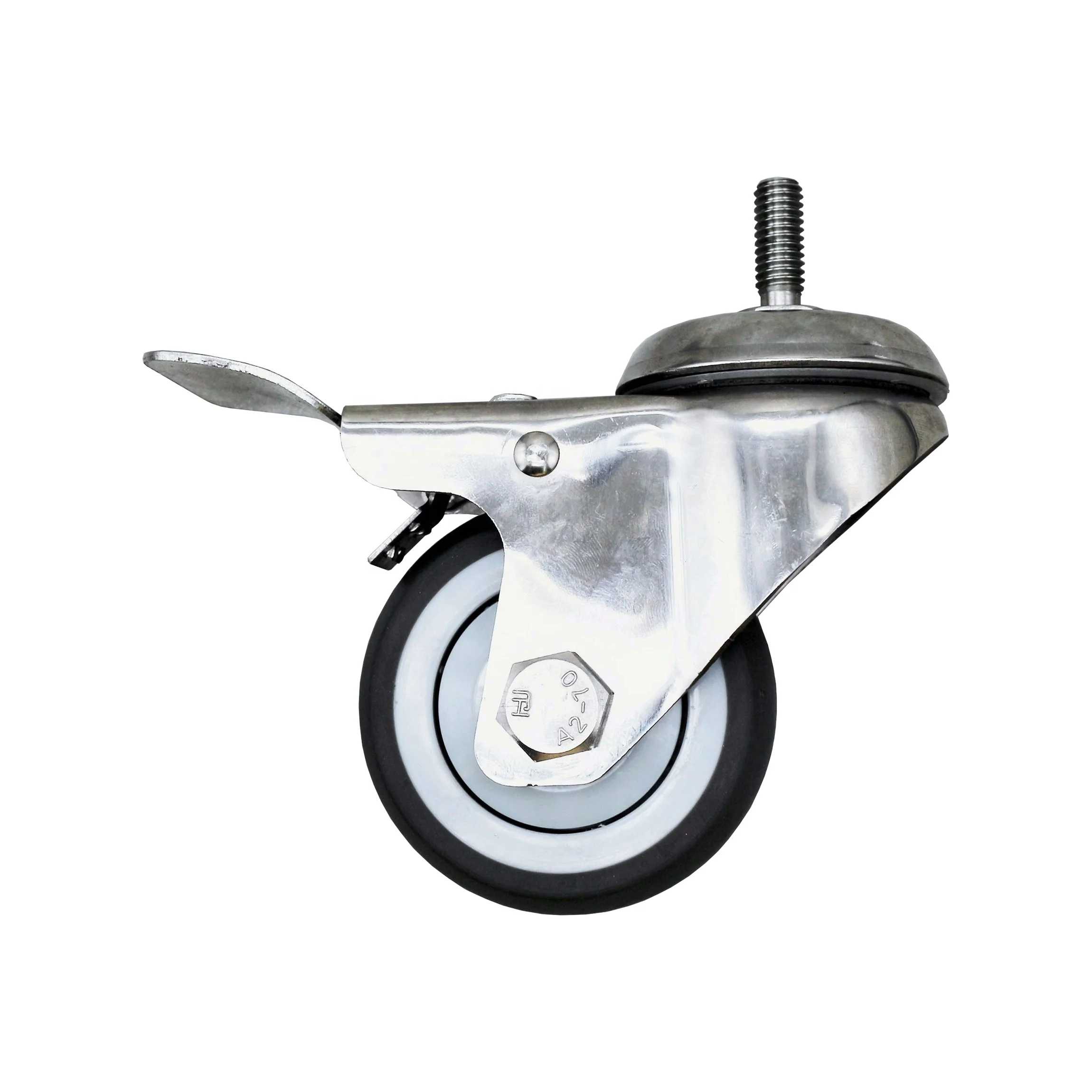 SPX 3 дюйма 75 мм Запираемые ролики из нержавеющей стали TPR с тормозом или