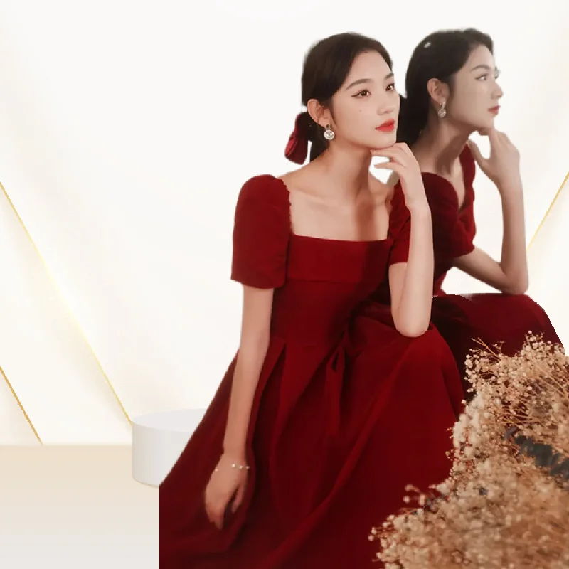 ladies dress clothing woman clothes Velvet fabric high fashion dress lady bridesmaid long sleeve bride evening dress