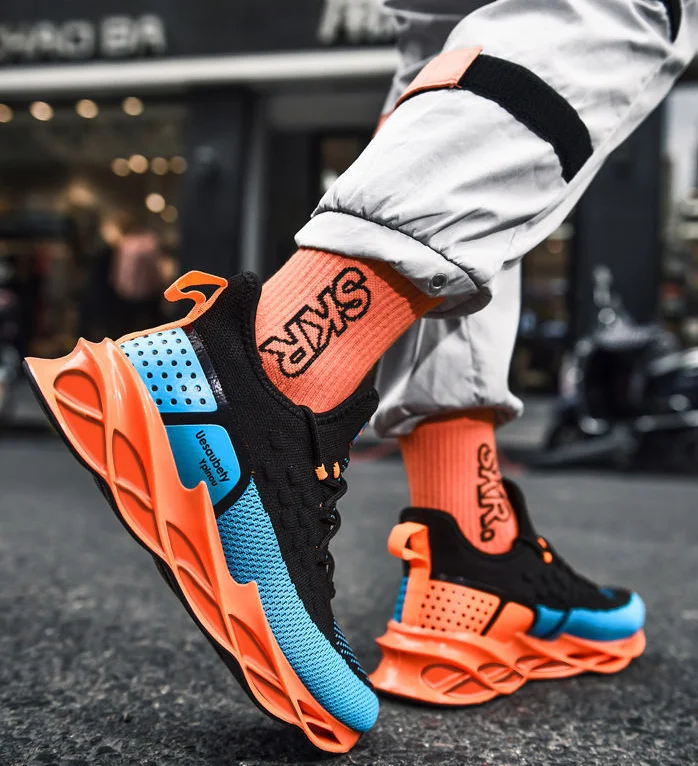 2021 spring new sports and leisure running shoes trendy breathable flying woven travel male xm28