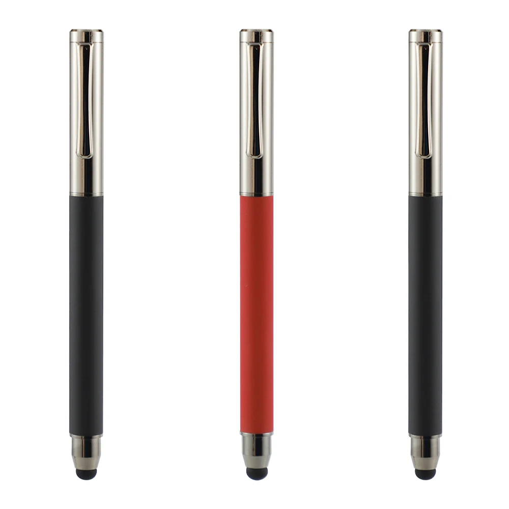 New Arrival Matte Black Metal Slim Roller Pen with Stylus Top for Touching Screen and Writing Smooth LOGO Custom