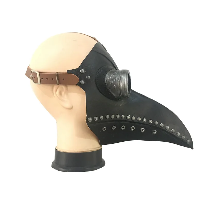 2022 New arrival Halloween cosplay latex black plague doctor crow bird mouth mask for adults