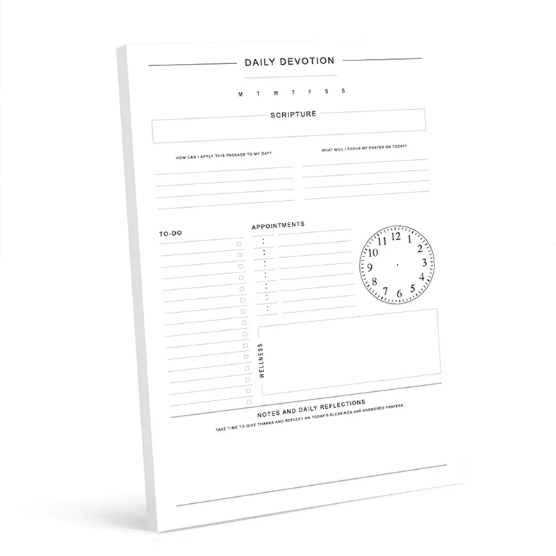 High Quality Daily Tear-off Simple Style Note Book Self-discipline Schedule Time Management Program Message Sheet