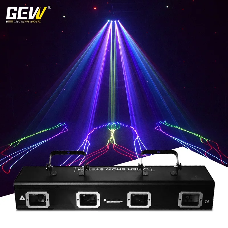 GEVV Factory Portable 2/3/4 Heads Stepper Motor Laser Beam Lights Show Dj Disco Party Club