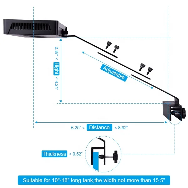CTLite Touch Control and Dimmable 30W Self-test Smart Fan Marine LED Aquarium Light For Coral Reef Tank