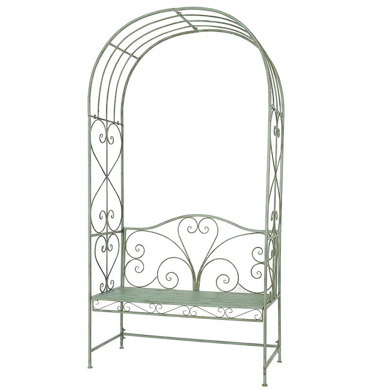 Wholesale Decorative leisure wrought iron metal patio garden arch bench