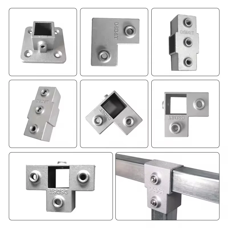 Galvanized 25*25 Pipe Clamp Square Tube Frame Handrail T-Tee Cast Key Fittings