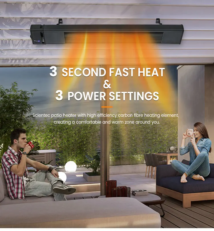 Hot Selling Machine Grade 3200W 1500W 1800W 2400W Mounted Aluminium Waterproof Outdoor Infrared Electric Patio Heater