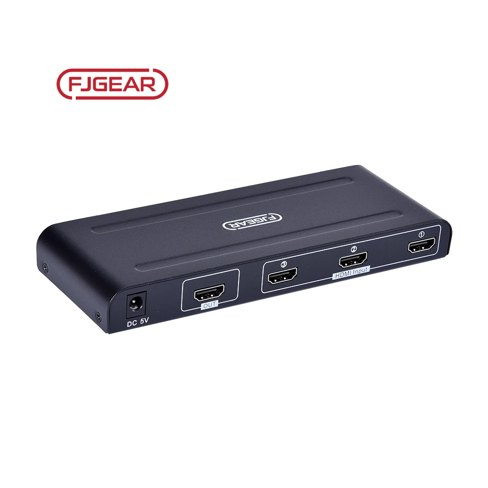 FJGEAR cheap and fine 3 ports HDMI HD video switcher 3840*2160/30Hz selector hdmi kvm switch hdmi