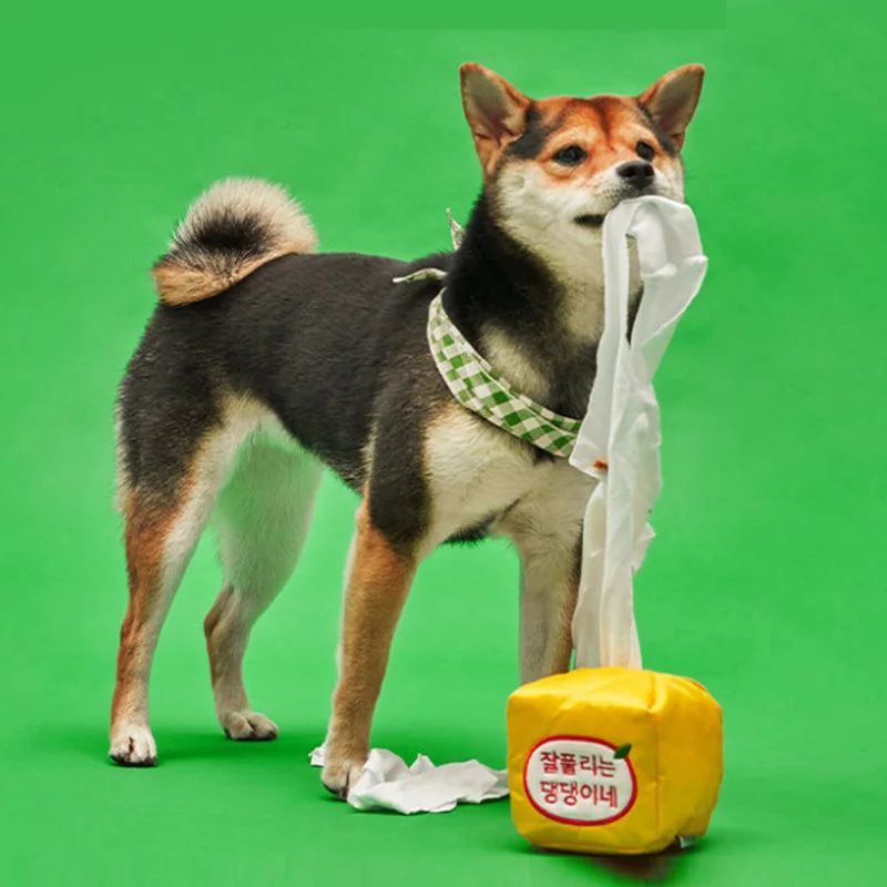 Wholesale Hot Sale Designer Korean Wet Tissue Paper Dog Food Hidden Toy Chew Pet Squeaky Toys