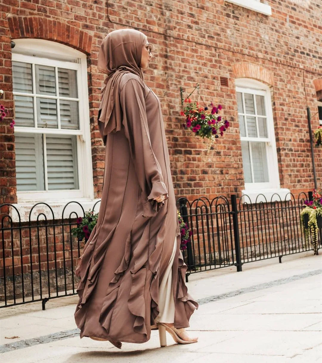 1905MuslimQLO 2021 летнее Элегантное Длинное платье в Дубае кимоно abaya Дубай Стиль Знаменитостей одноцветное мусульманском
