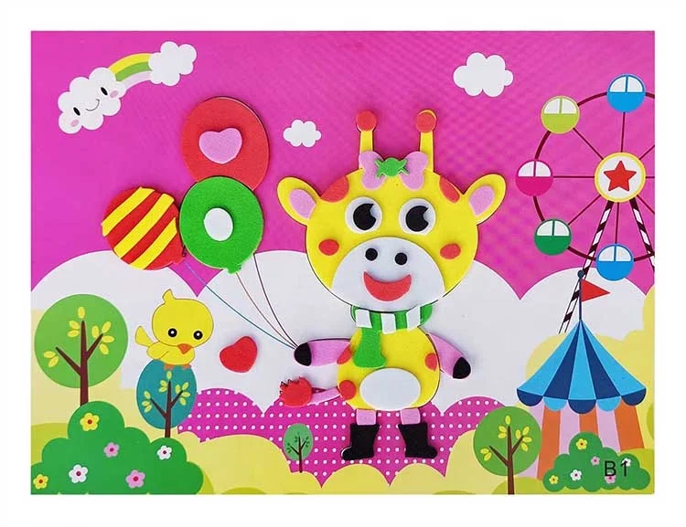 Wholesale Handmade Kids DIY Cartoon Animal 3D EVA Foam Sticker Puzzle Toy