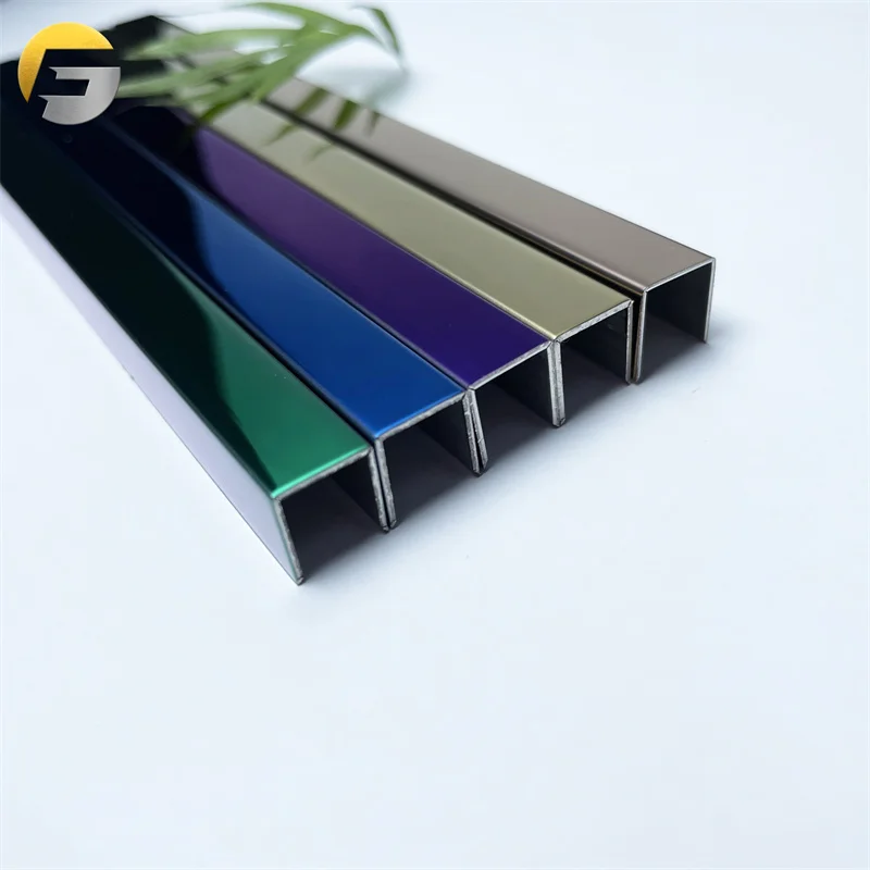V 0256 Most Popular Wall Edges U Shape Sapphire Blue Tile Accessories Super Mirror Stainless Steel Tile Trim Strips