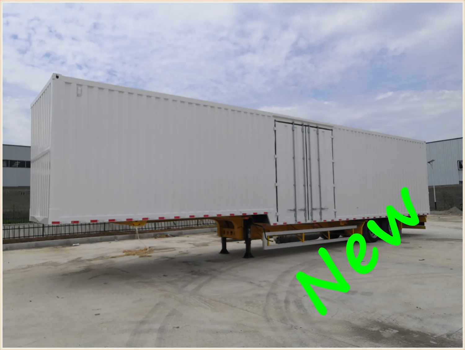 OYJD Trailers new Transnational transport 40ft flatbed trailer van cargo box with 3 brand axles skeleton Chassis