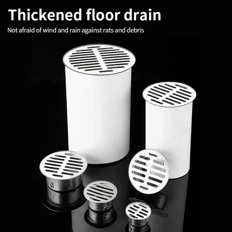 Durable Anti-Blocking Outdoor Floor Drain Large Displacement Straight-through Stainless Steel Floor Drain with Non-blocking