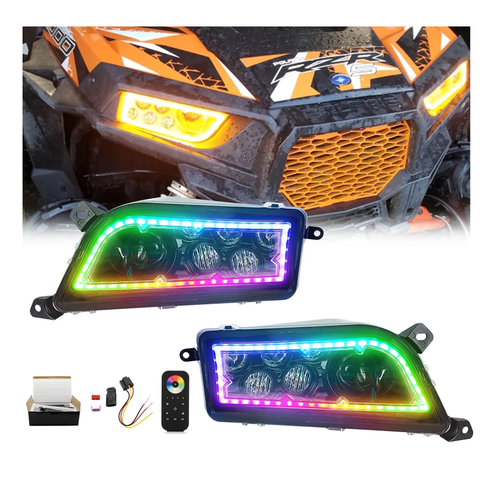 Linhai Atv Led Headlight Rectangle Assembly Head Light Lamp For Honda Mini Atv 450trx Headlight