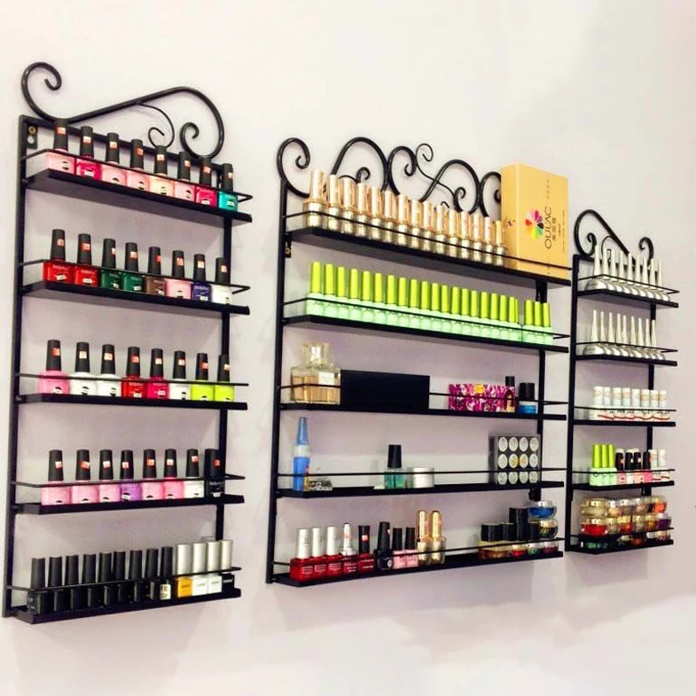 Customized Acrylic Nail Gel Polish Display Cabinet Wall Mounted Nail Polish Organizer Display Wall Rack